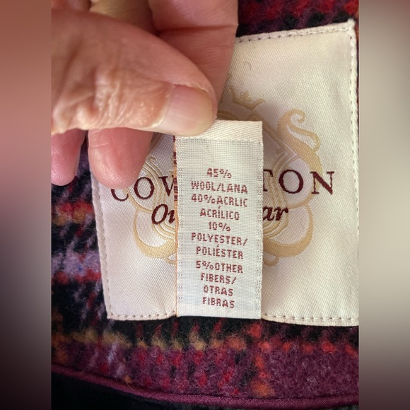 Covington Purple Plaid Peacoat Wool Blend Jacket Size Large EUC - Picture 5 of 9